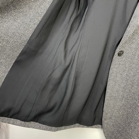 Theory Black Gray Slim Button Jacket Abbot Knit Chevron Herringbone Stretch 8 - Picture 9 of 16